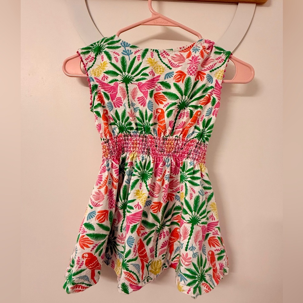 Mini Boden White Dress with Tropical Print